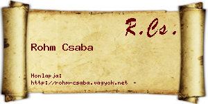 Rohm Csaba névjegykártya